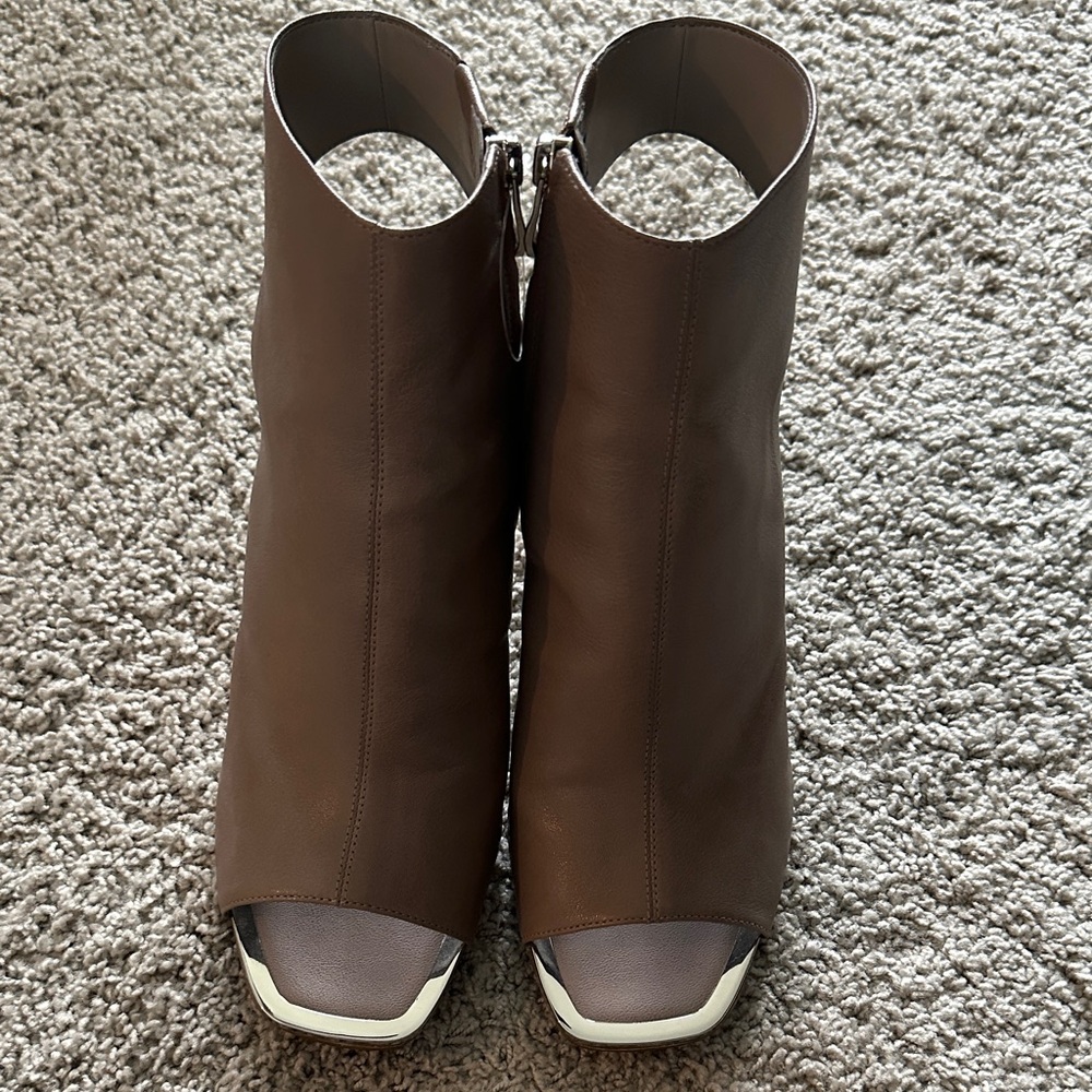 DKNY Brown/taupe/grey Peep-Toe Ankle Booties